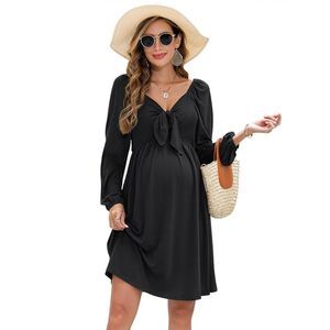 Maternity Dresses Knotted V Neck Knee Length Wrap Dress Size XL